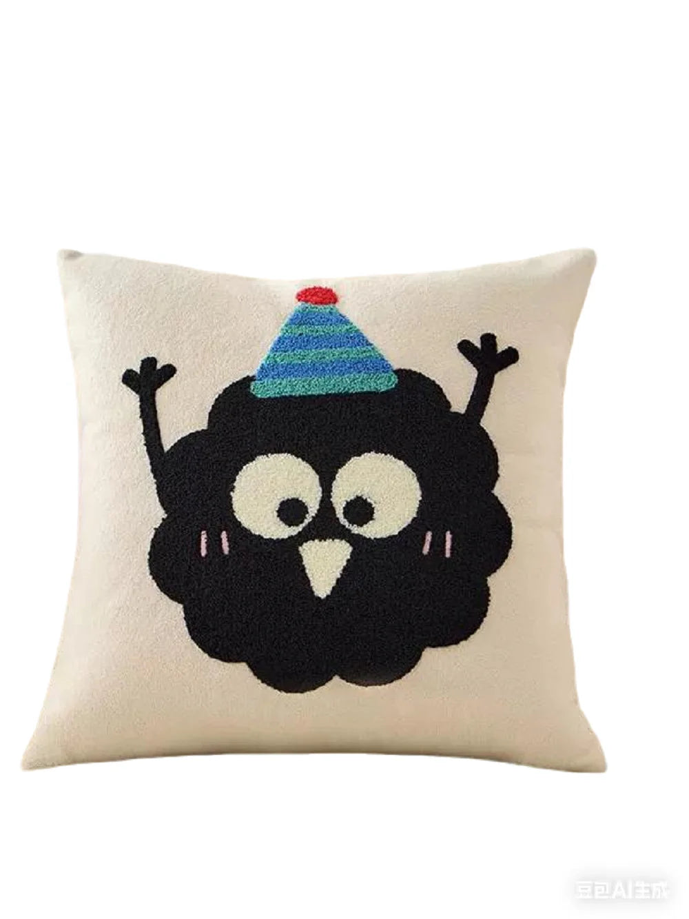 coussin carré 45x45cm motif animaux noir blanc cartoon amovible lavable