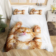 housse couette motif chats moderne enfant orange blanc rose verte
