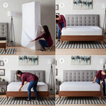 housse matelas imperméable antiacariens gris uni moderne fermeture glissiere 120x200cm polyester