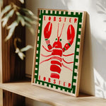 affiche illustration homard rouge géométrique cadre métal salon chambre