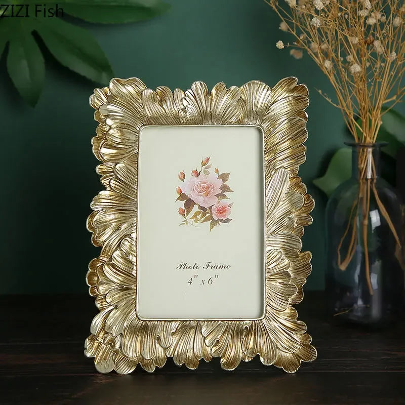 cadre photo or argent feuillages relief classique baroque 4x6 5x7 6x8