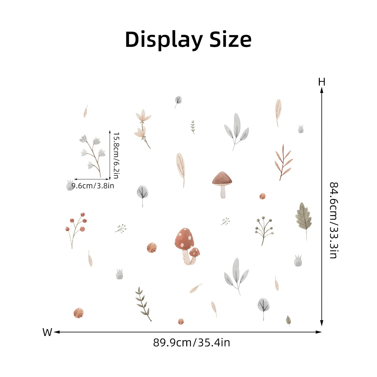 sticker mural dessin animé feuilles champignons fleurs graminées enfants chambre salon DIY