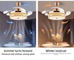 ventilateur cristal led lumineuses modernes télécommande or scintillant 42pouces