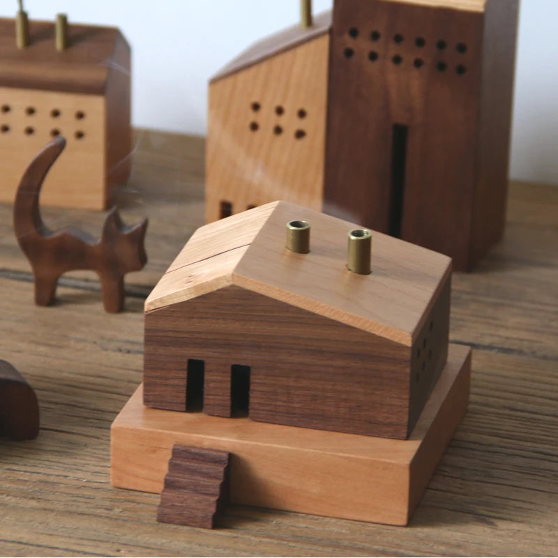 diffuseur aromatique moderne miniatures maison bois naturel décoration salon huile essentielle