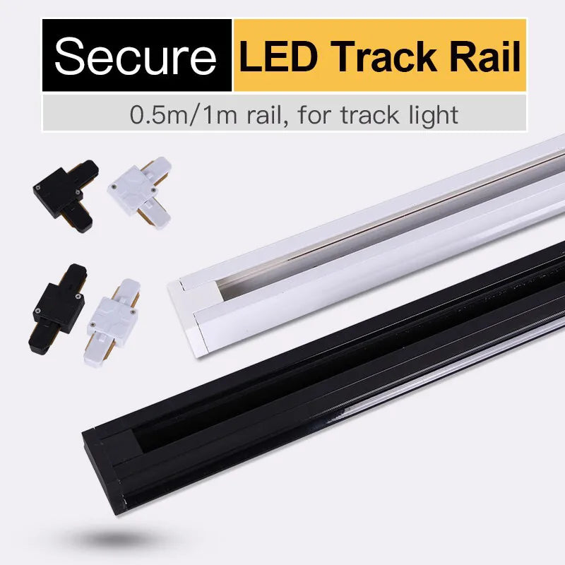 rails traînée led blanc noir lisses modernes connecteurs adaptateurs ampoules led