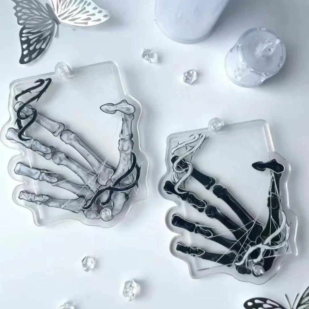 support carte transparent imprimé squelette motif abstrait clips moderne minimaliste