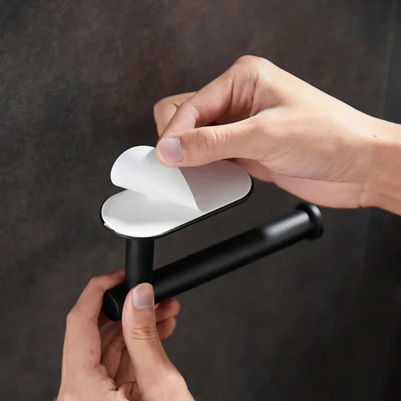 accessoire salle bain adhésif noir moderne porte rouleau papier toilette napkin holder suspension serviettes