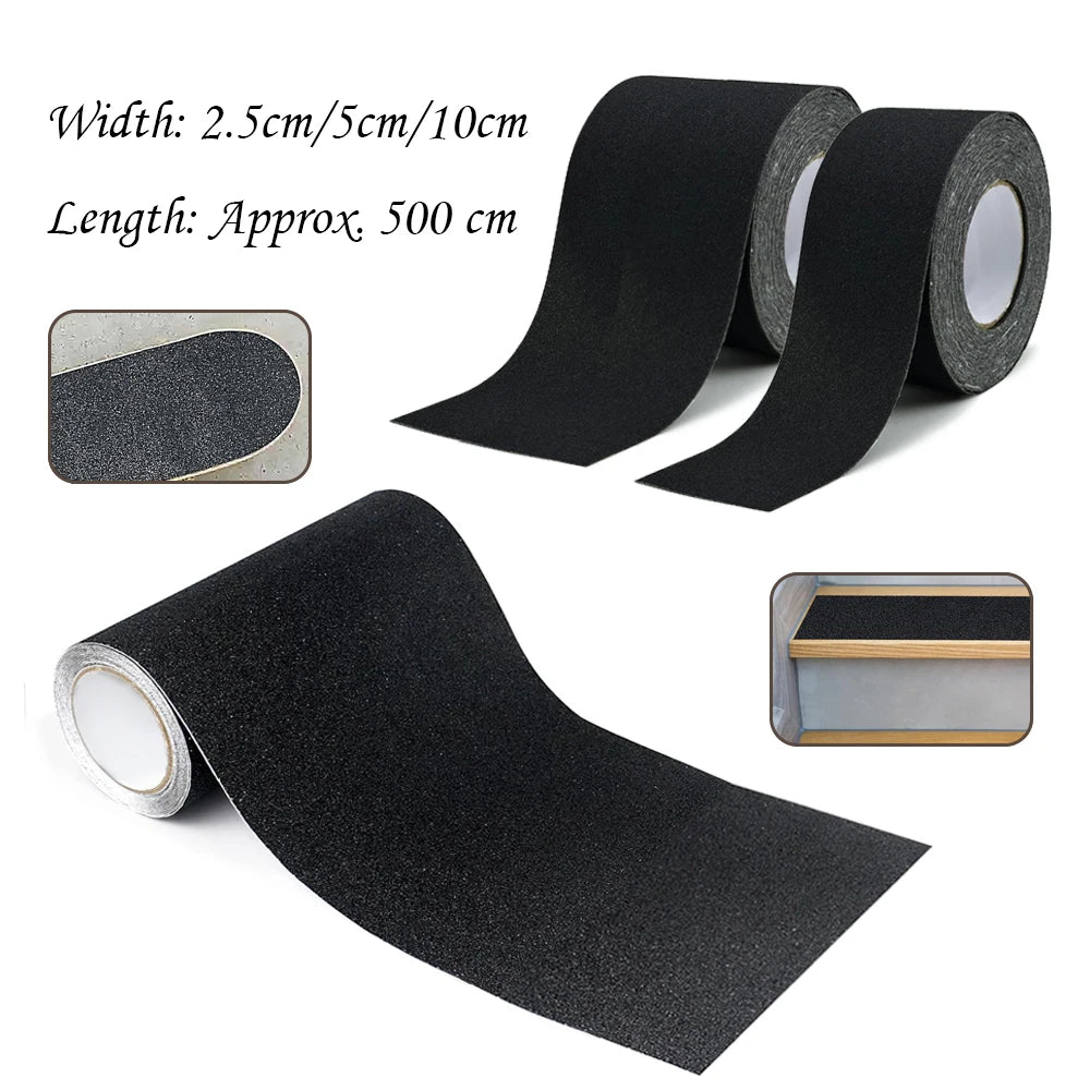 ruban adhésif antidérapant noir texturé grains 2.5cm 5cm 10cm pvc quartz sand auto collant