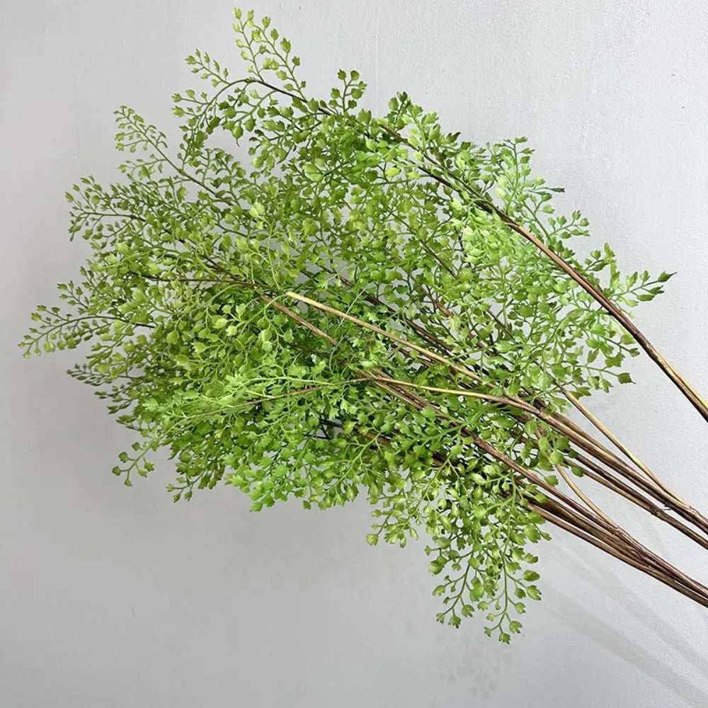 plantes artificielles branches vertes feuilles fines tige brun naturel extérieur exposition vase