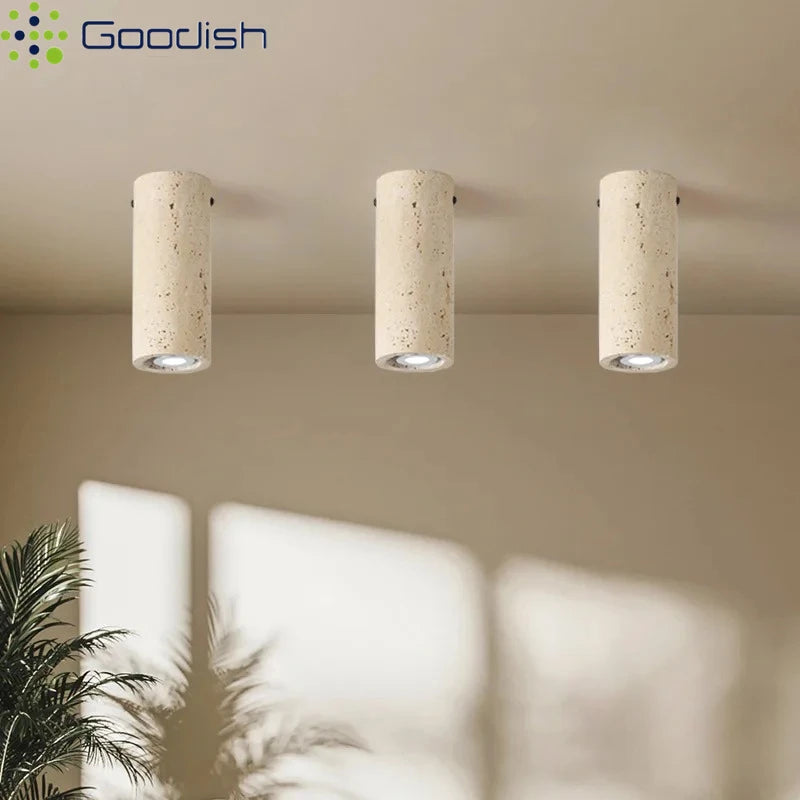 plafonniers led modernes pierre bois minimaliste éclairage quotidien interrupteur bouton couleurs lumière 3000k neutre