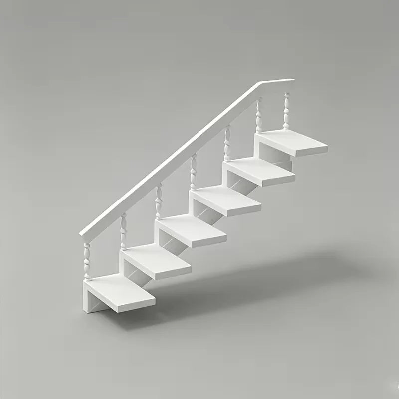 rangement mural escalier blanc moderne fixé mur marches balustres main courante opaquet