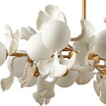 Suspension lumineuse moderne or blanc acrylique verre dépoli 18 ampoules led 90cm