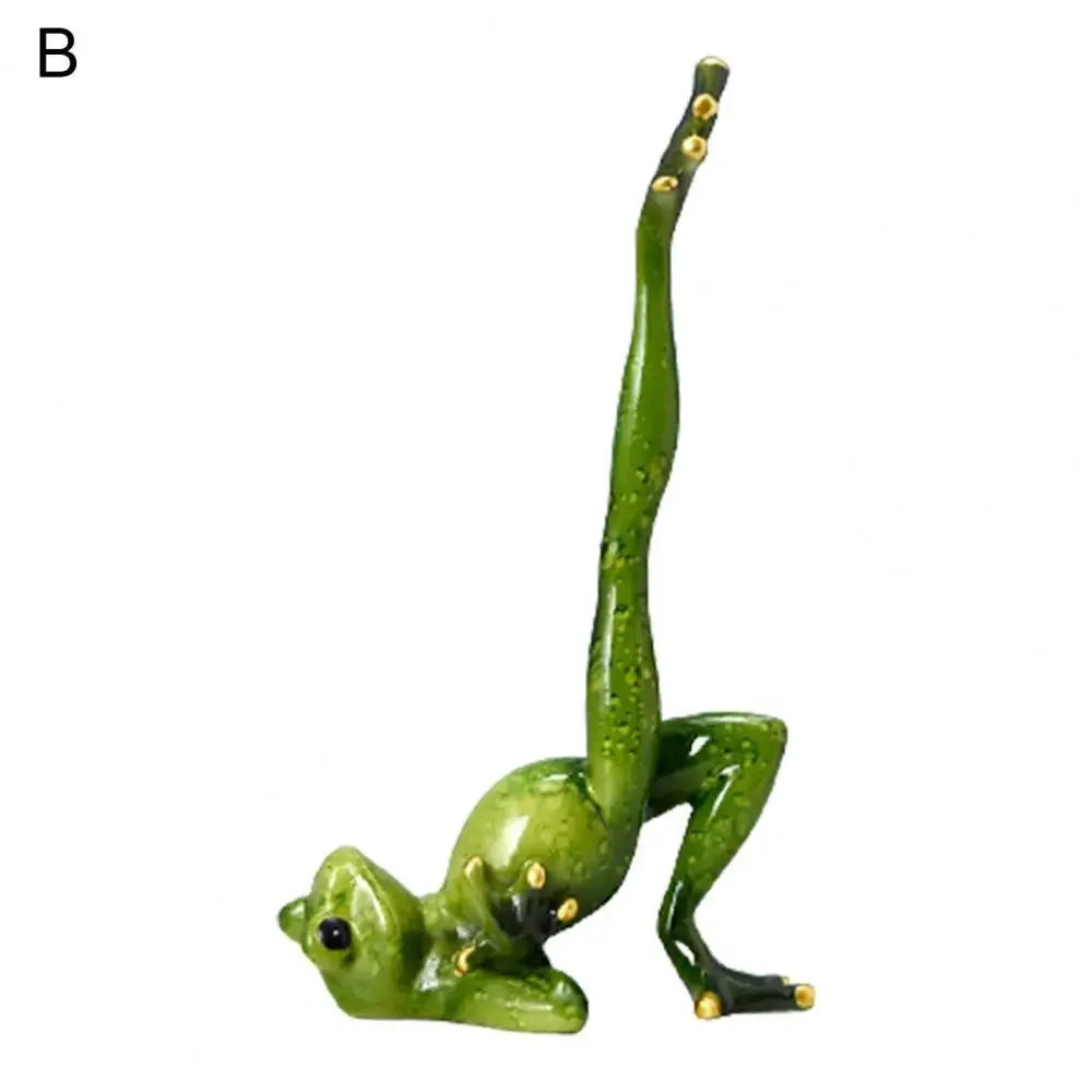 figurines grenouilles yoga vert or décoratives ludiques zen table bureauscrição