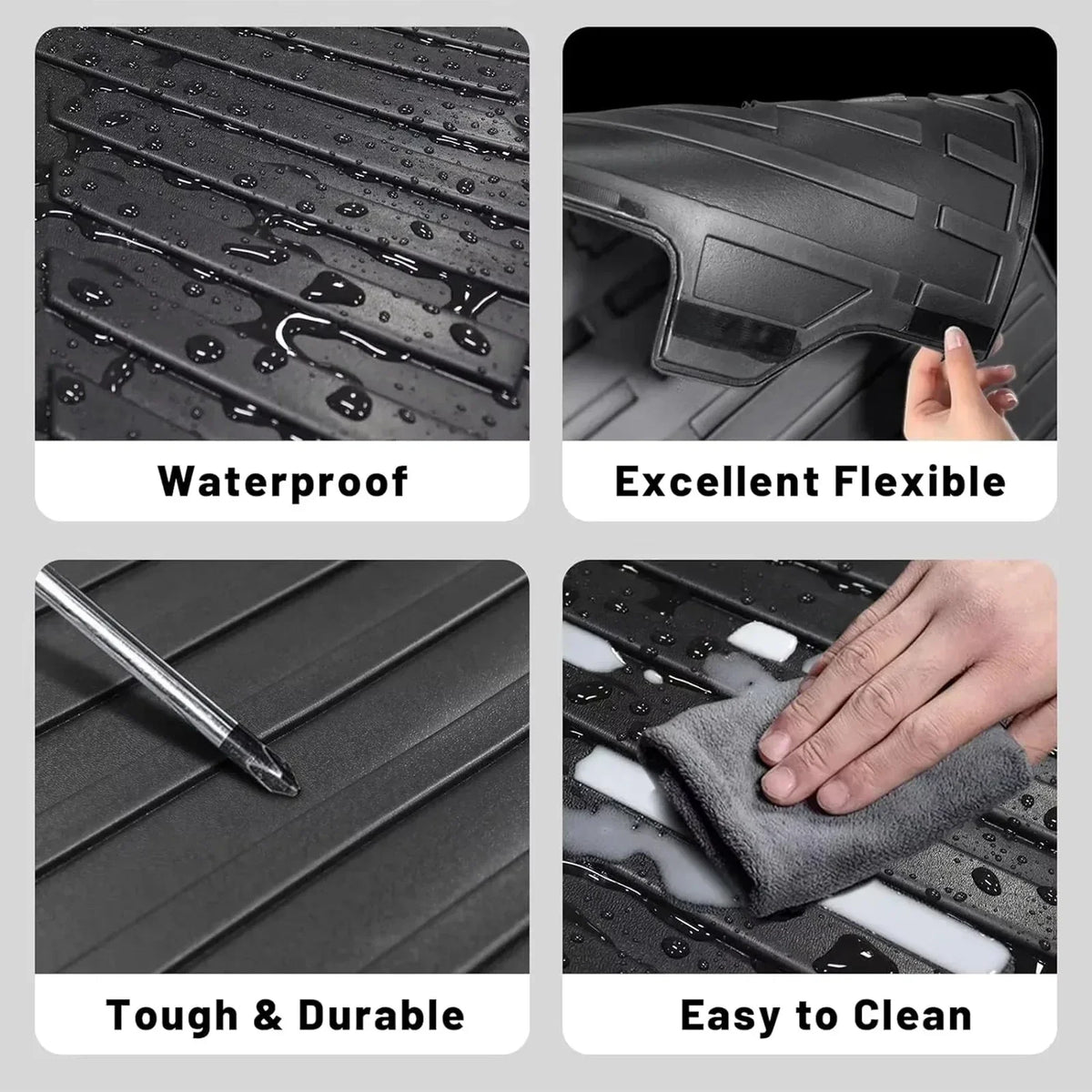 tapis coffre noir rayures horizontales moderne anti poussière facile nettoyer tpe fixations imperméable