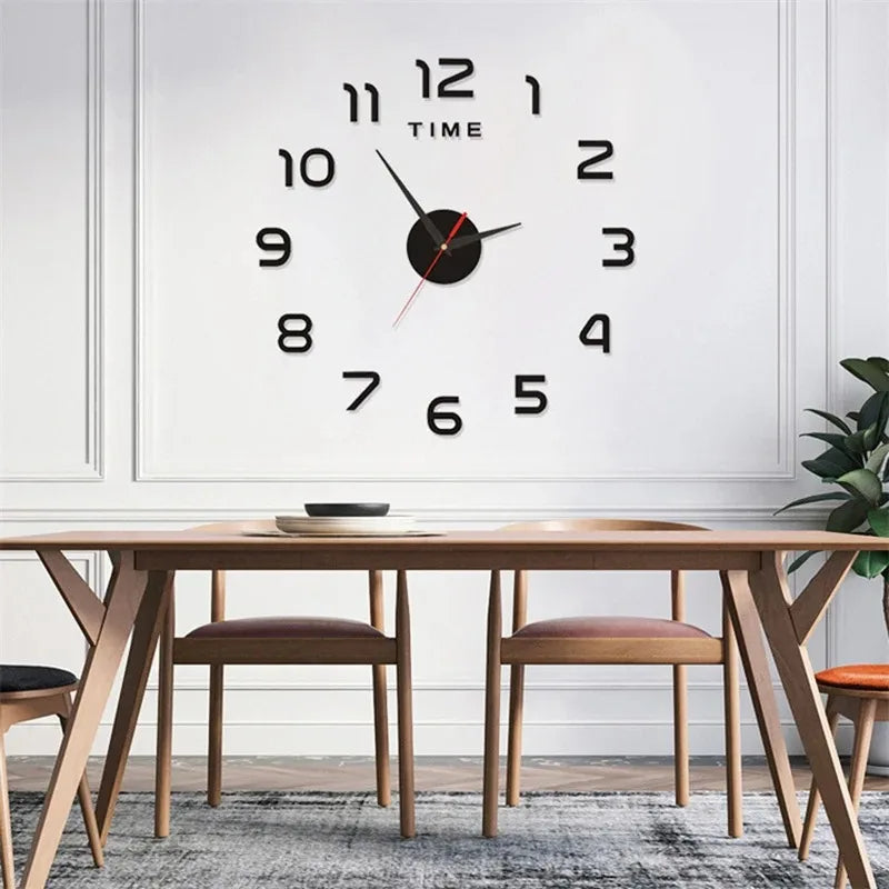 horloge murale moderne stickers numérotés 3d vert fluo noir doré minimaliste salon