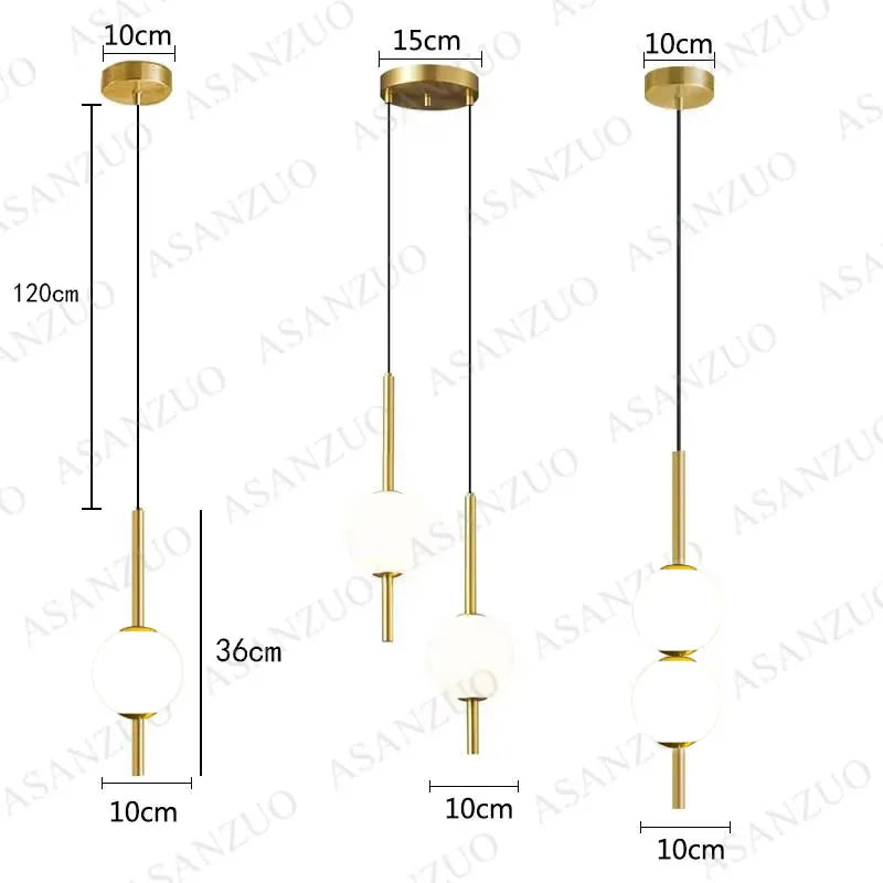 suspension lumineuse moderne sphères translucides blanc doré chambre salon minimaliste
