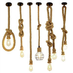 lampe suspendue industrielle corde tressée marron clair salon restaurant chambre principal