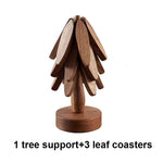 support tasse bois naturel lisse moderne minimaliste tasse théière verre boisson plante artificielle boîte