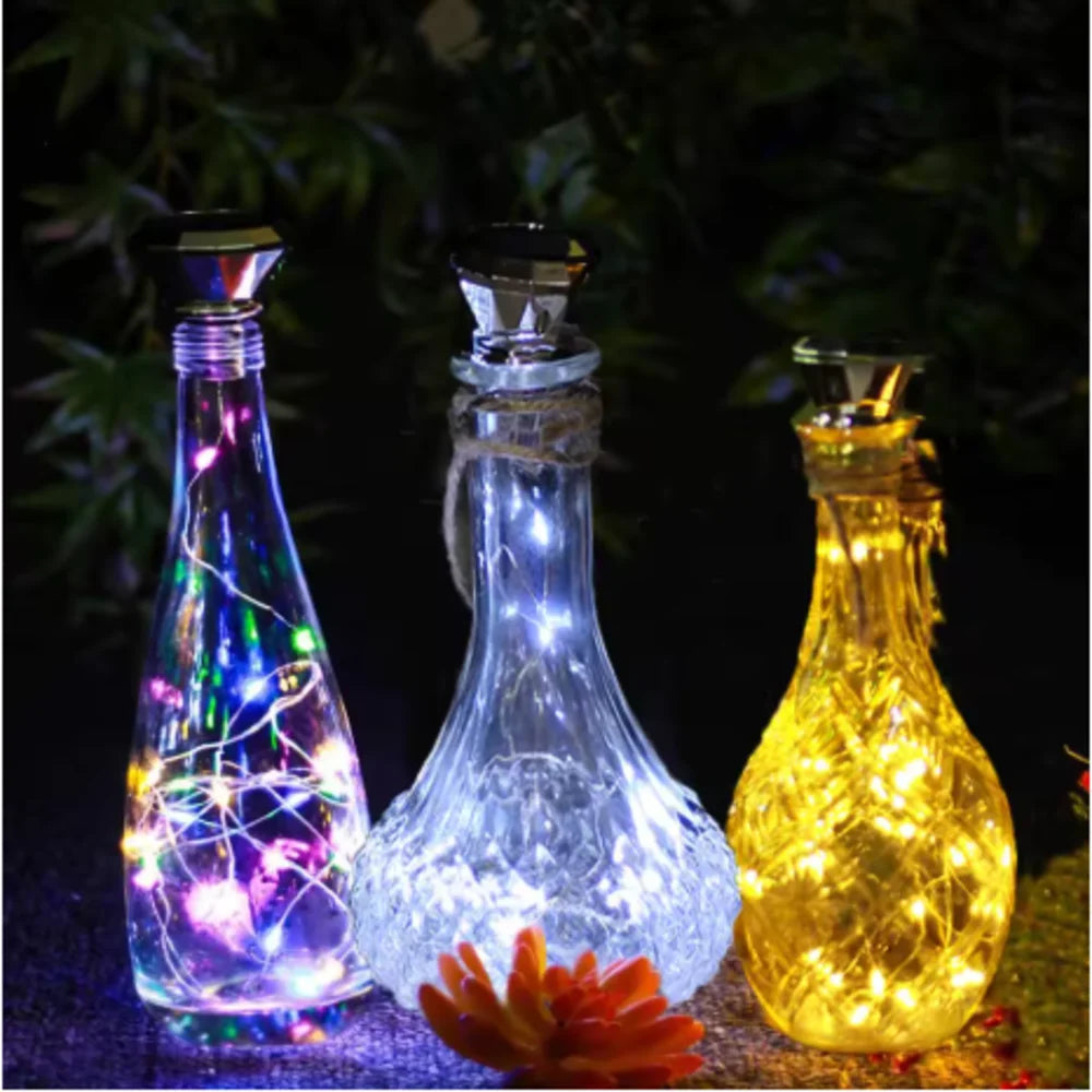 guirlandes lumineuses solaires bouteilles décoratives led multicolore extérieures festives jardin bar