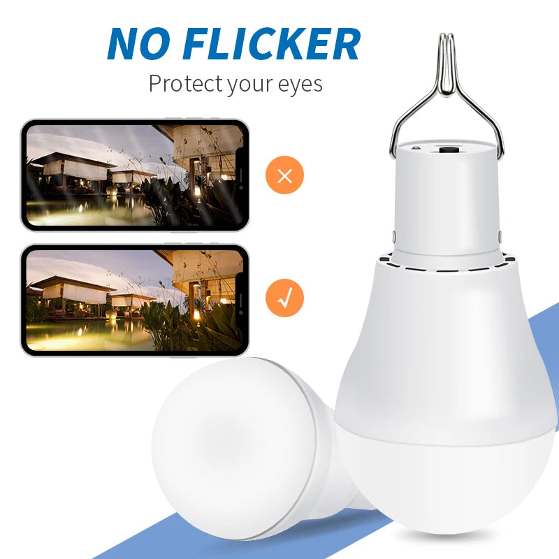 ampoule led solaire blanc moderne étanche portable haute luminosité crochet câble panneau solaire
