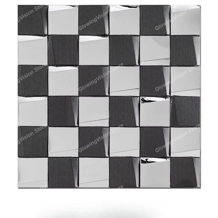 carreaux muraux adhésifs or moderne élégants carrés brillants 29.3cm 29.3cm noir argent