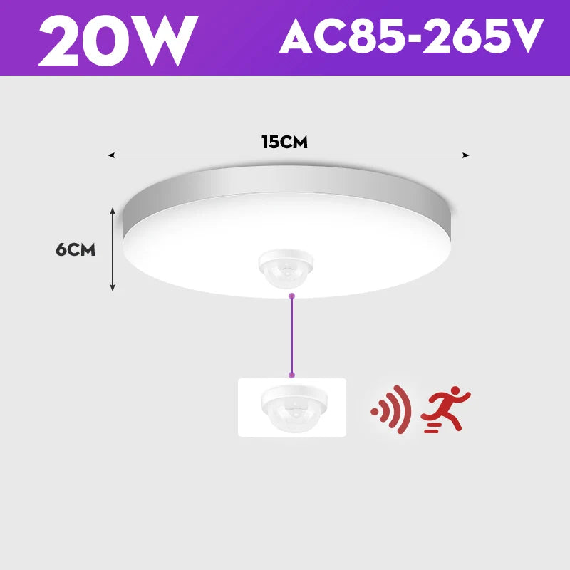 Lampe détecteur mouvement blanc moderne surface 20w 30w led économique