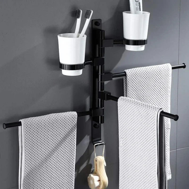 porte serviettes mural argenté noir moderne fixations vis utilisation multiple salle bain