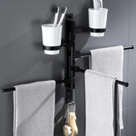 porte serviettes mural argenté noir moderne fixations vis utilisation multiple salle bain