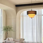suspension lumineuse moderne trois abat jours tissu vert olive classique