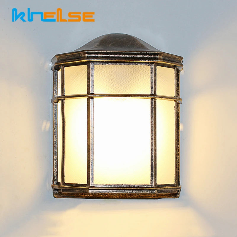 lampe murale bronze noir grille métal verre translucide vintage classiqueextérieur ip54