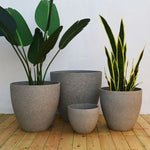 Pots plante moderne plastique texturé gris noir taille XL
