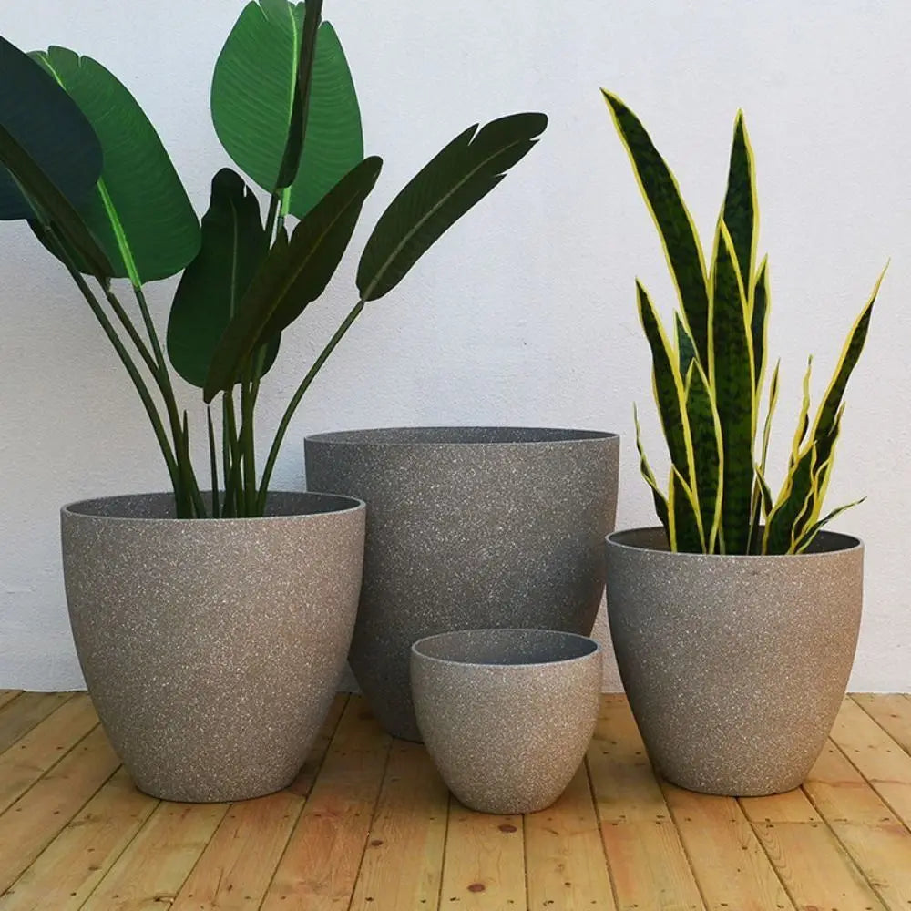 Pots plante moderne plastique texturé gris noir taille XL