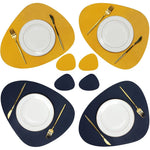 tapis table modernes jaune bleu marine imperméables résistants chaleur essuyables doubles faces set