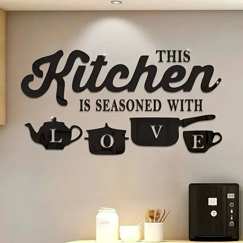 décoration murale stickers argenté doré noir vaisselle LOVE cuisine moderne abstraite