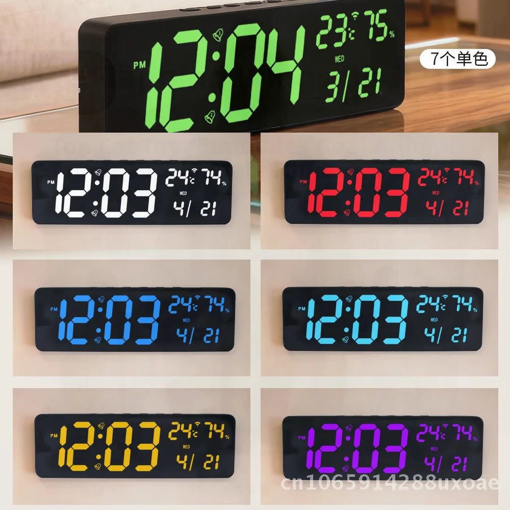 horloge murale numérique alarme double face carrée moderne télécommande