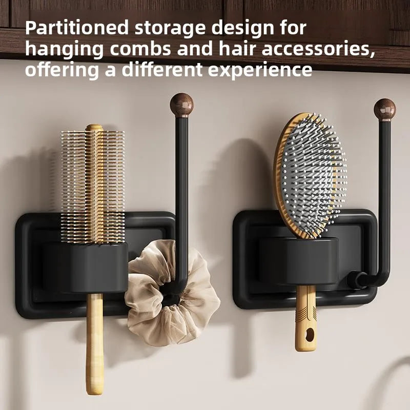 porte coiffure mural adhésif moderne noir sans perçage salle bain bijoux capillaires rangement