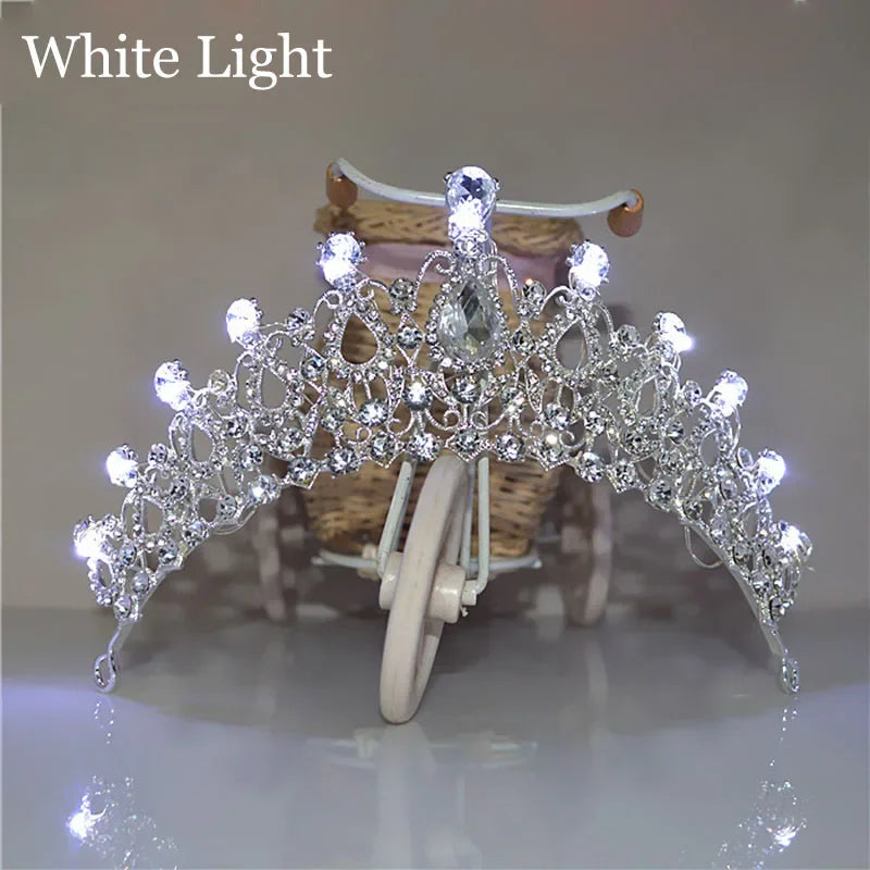 couronne mariée strass bleu argenté élégante lumière led mariage anniversaire fêtes