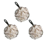 boule bain texture maille couleur beige rose vert moderne anneau noir panier blanc