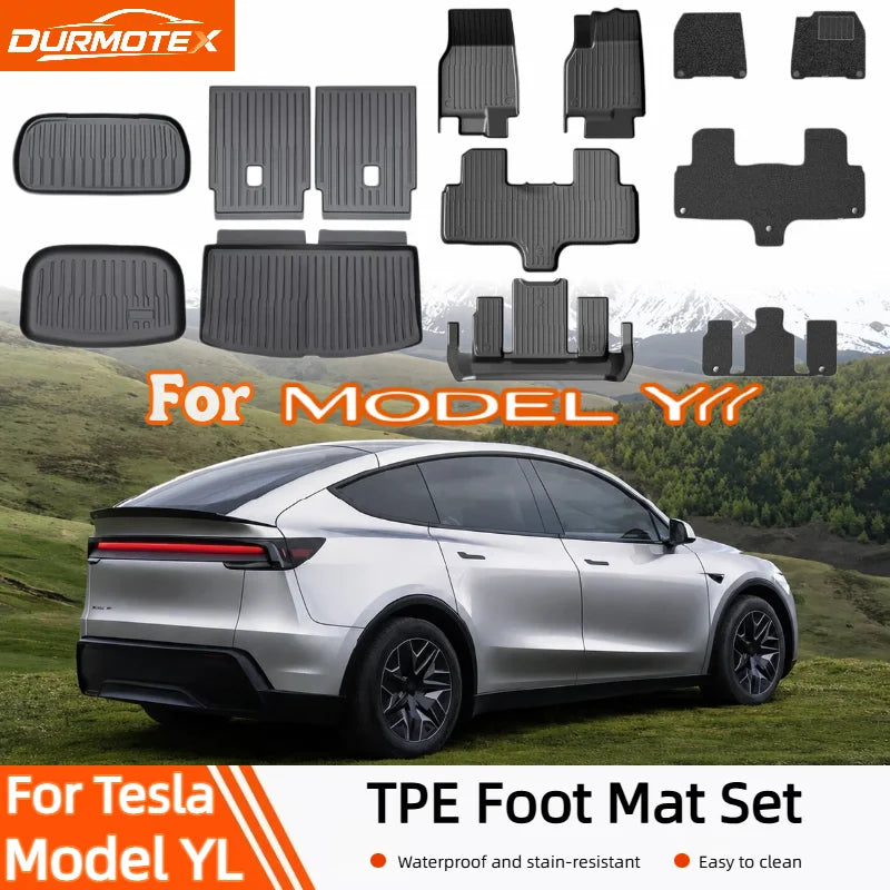 tapis sol voiture tesla model yl 2026 noir rayures horizontales moderne imperméable antidérapant sans