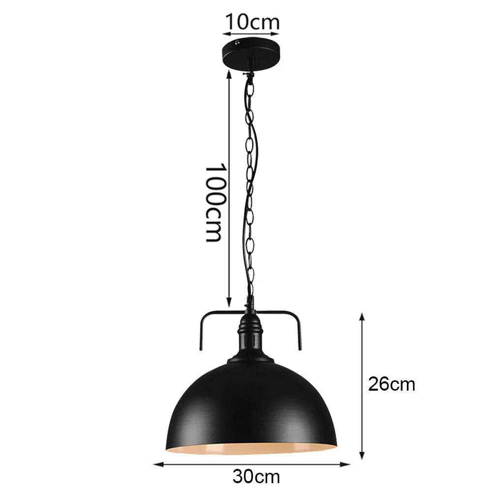 suspension industrielle vintage métal noir ampoule e27 salon chambre hallhôtel led echangée