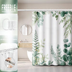 rideau douche moderne feuilles vertes aquarelle polyester blanc opacité naturel machine laver 120x180cm
