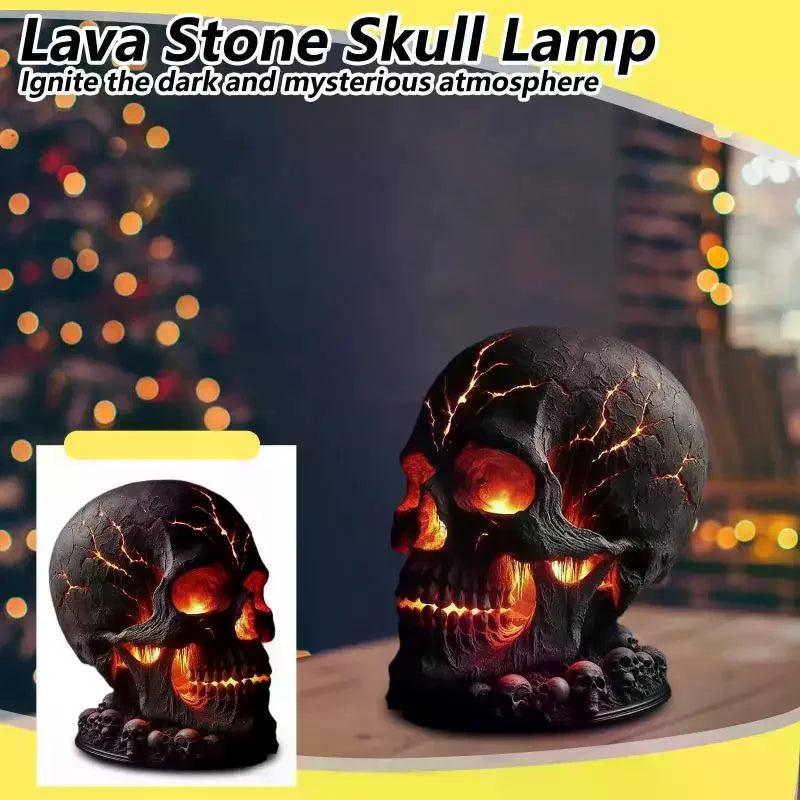lampe poser crâne magma dents lumineuses gothique halloween noire rouge