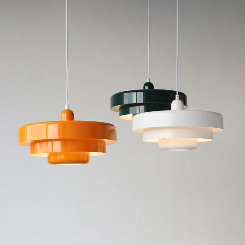 suspension lumineuse moderne orange métal scandinave éclairage salon restaurant maison