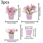 plantes artificielles bonsaï vert rose clair feuilles pointues fleurs simples moderne minimaliste pots carrés