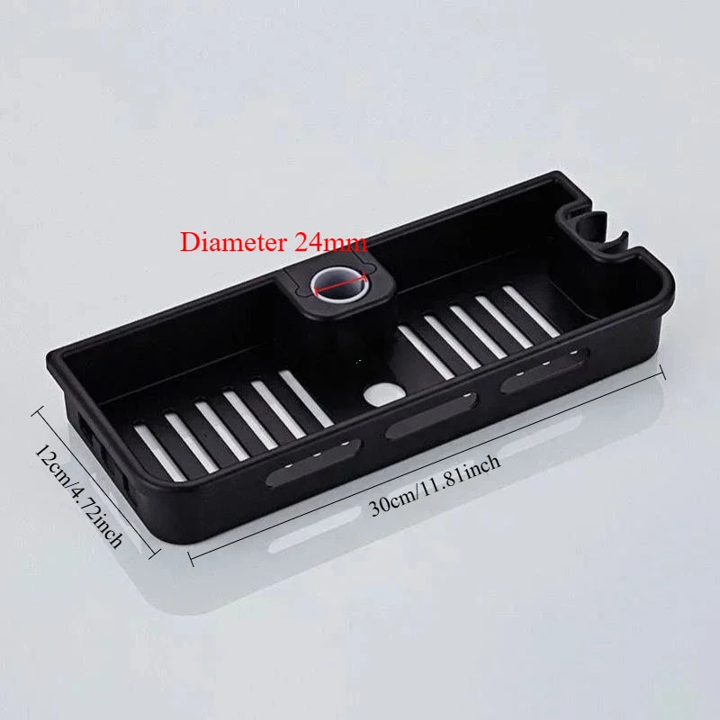étagère douche moderne réutilisable plastique abs blanc noir texture grille clips barre douche éléments
