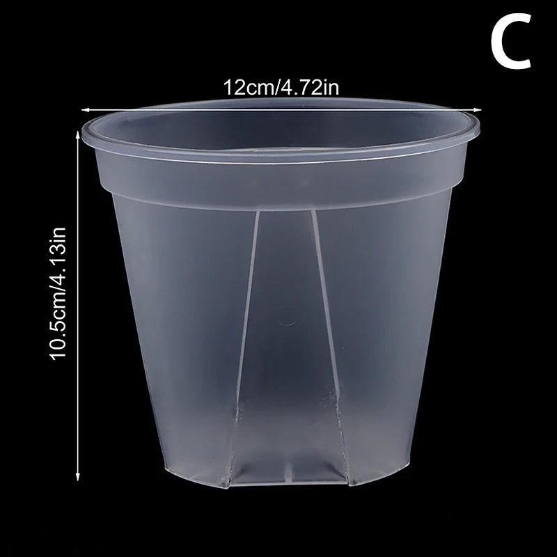 pot fleurs transparent moderne plateau dimension 10cm 12cm 14cm plastique