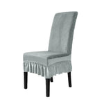 Housse chaise velours coton polyester noir gris classique anti poussière mariage banquete