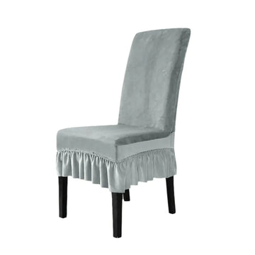 Housse chaise velours coton polyester noir gris classique anti poussière mariage banquete