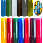 film décoratif moderne adhésif bleu vert rouge jaune noir blanc translucide maison fenêtre porte