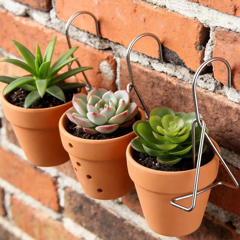 crochet suspension pot fleur acier inoxydable antirouille clip mural jardinage moderne argente silver